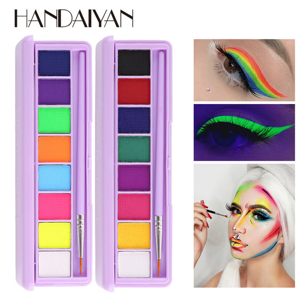Professional Water-Soluble Fluorescent Makeup Palette | Body Painting | Performance Face Paint, Eyeliner, Eyeshadow | 8g