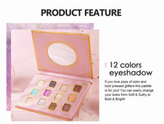New 12-Color Retro Niche Matte and Shimmer Eyeshadow Palette with Mirror