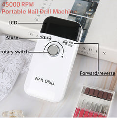 Portable Nail Polisher and Remover - 45000 RPM High-Speed Rechargeable Manicure Machine for Professional Nail Salons