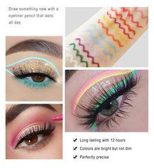 Hot New Product 20-Color Fast-Drying Waterproof Smudge-Proof Colored Eyeliner Gel Pen Set