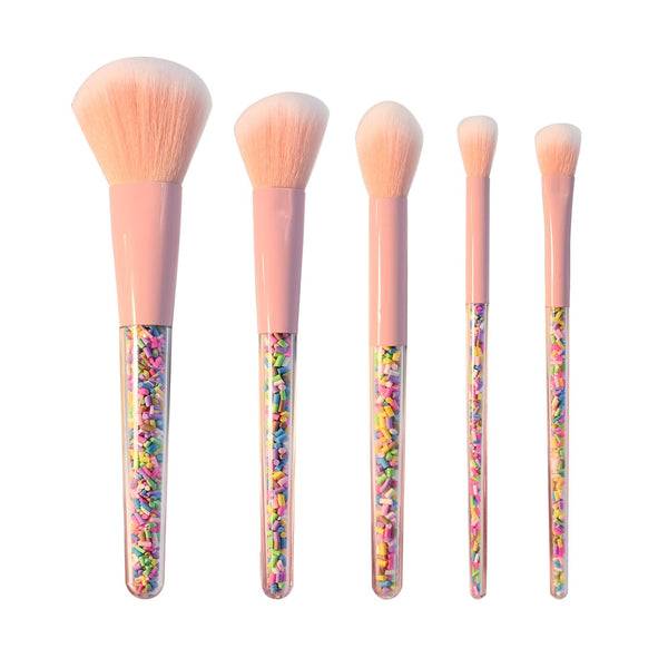Dolovemk Makeup Brushes Set Blush Eyeshadow Kabuki Brush Set 5PCS Colorful Cosmetic Brushes with Sprinkles, Cosmetic Tools