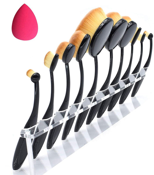 10pcs Oval Makeup Brushes in Black