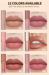 12-Color Book Lip Gloss Set Matte & Pearl Finish Non-Stick Cup Lip Glaze Lipstick Kit