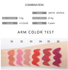 Amazon Hot-Selling 6-Color Matte Moisturizing Lipstick Set for Luscious Lips