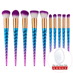 Unicorn Horn Makeup Brushes (10 Pieces) - Dolovemk Beauty