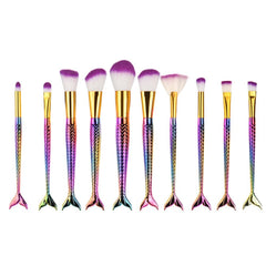 10Pcs Rainbow Mermaid Brushes - Dolovemk Beauty