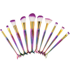 10Pcs Rainbow Mermaid Brushes - Dolovemk Beauty