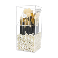 Makeup brush storage box with pearl