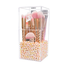 Makeup brush storage box with pearl