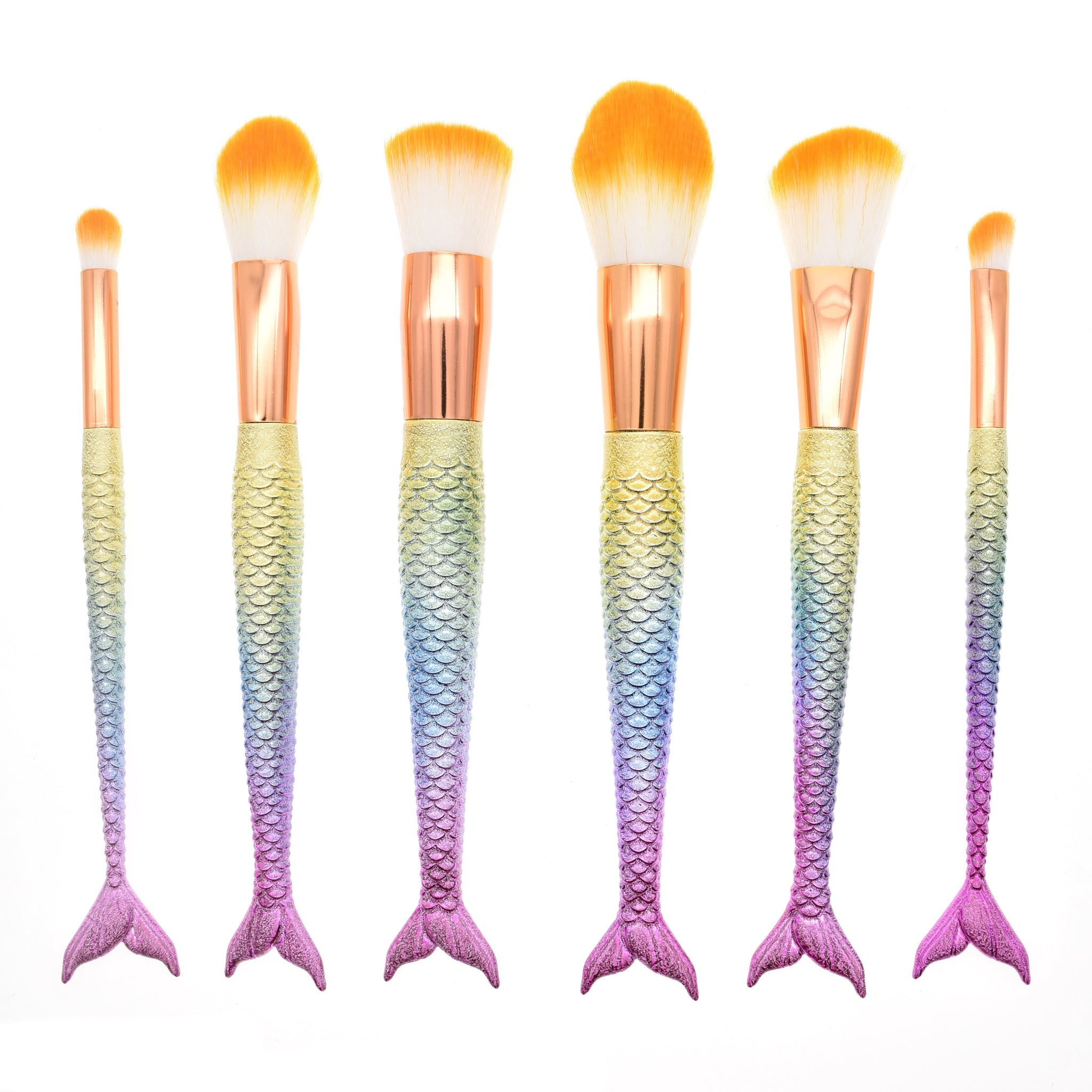 6Pcs Purple Mermaid Brushes - Dolovemk Beauty