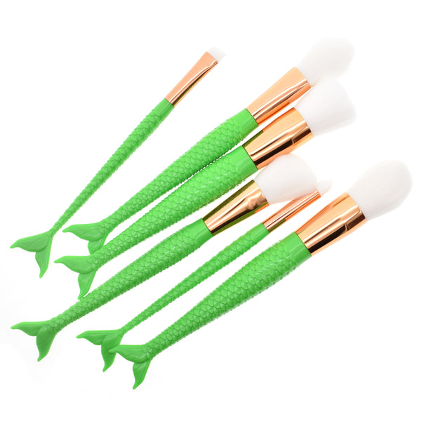 6Pcs Green Mermaid Brushes - Dolovemk Beauty