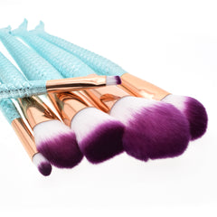 6Pcs Blue Mermaid Brushes - Dolovemk Beauty